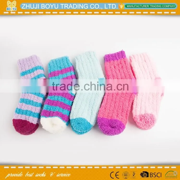 BY-161614 women's warm socks; microfiber terry-loop hosiery colord girl's striped scok
