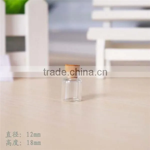12mm diameter small glass bottle design with cork
