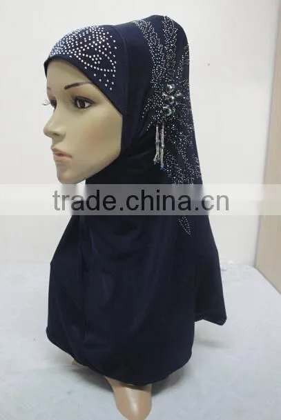 H283 new style one piece hijab with handmade chains and beadings