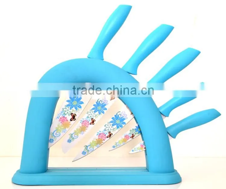ceramic coating with knife block and soft handle