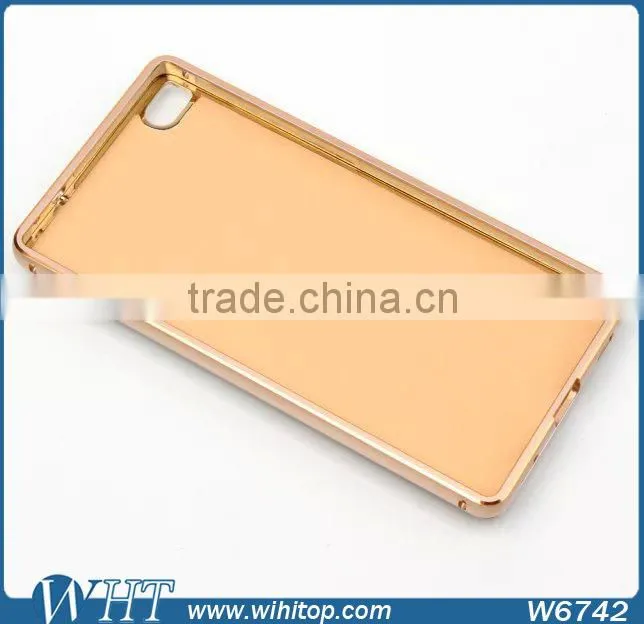 For Huawei P8 Luxury Aluminum Bumper Leather Back Cover Mobile Phone Case