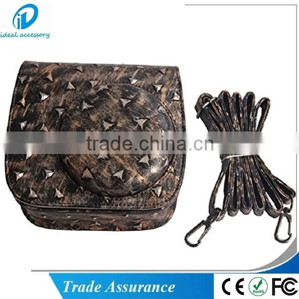 Metallic Style Fujifilm Pu Leather Instax Mini8/Mini8 + Instant Film Camera Case Bag with Removable Bag Strap