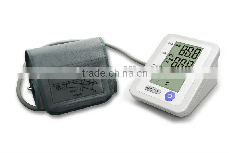 2014 HOT sale Blood pressure monitor arm type with big LCD display with WHO function