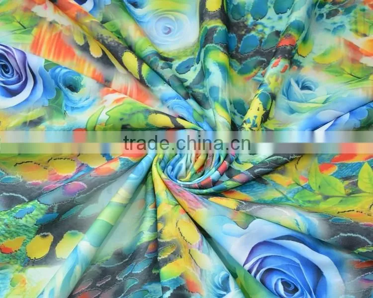 Jiufan Textile 2015 Hot Sale Imitation Digital Printed Thick Scuba Polyester Fabric