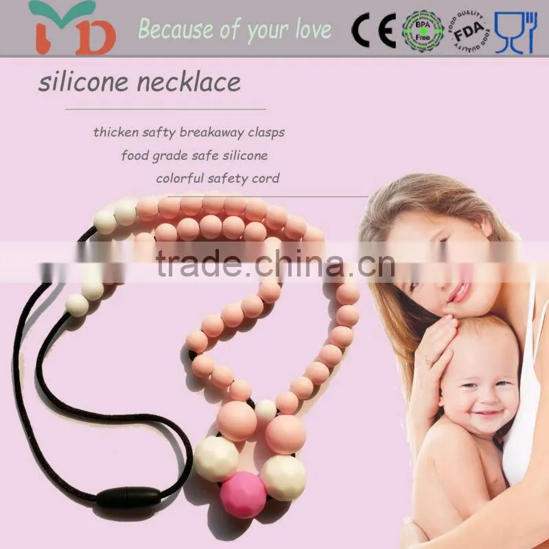 China popular designs bpa free food grade custom silicone safe teether jewelry