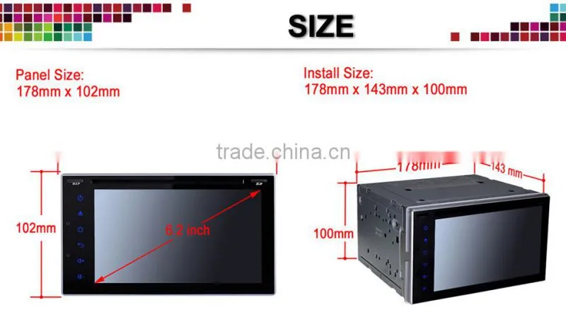 Android system 6.2'' capacitive screen 2 din multimedia with gps