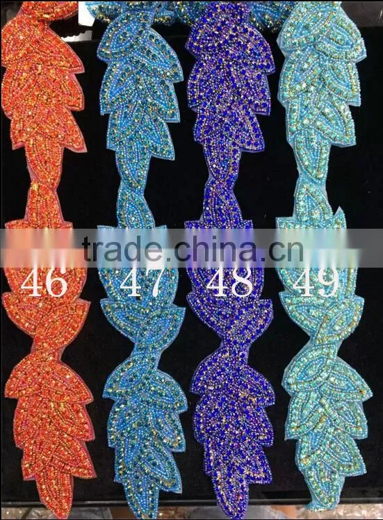 Rhinestone applique,crystal bridal Sash applique, Rhinestone trim applique, rhinestone embellishment,wedding beaded applique