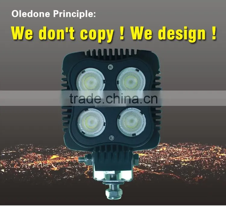 Factory direct offer Oledone square 4" 40W volvo excavator construction agricultural mining truck led work light