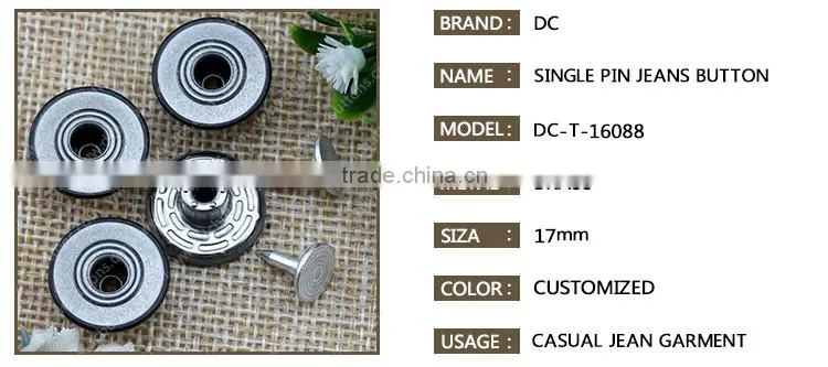 17 MM Single Pin Colored Button with Shirts Button Engraved Logo
