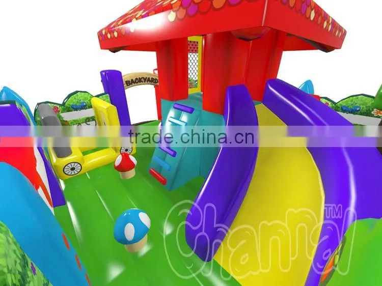 Cheap kids commercial inflatable amusement park with slide
