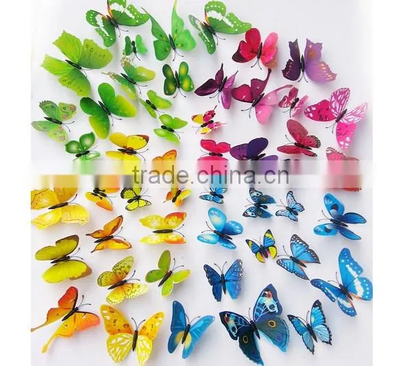 New 3D DIY 12PCS Multi-Color Butterfly Wall Sticker Home Wedding Room Art Decor