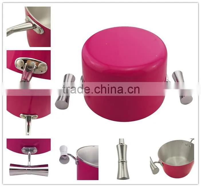 New product pink 7pcs aluminum colorful italian cookware