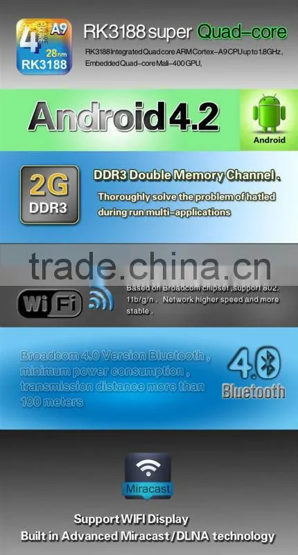 HOT Selling RK3188 Quad Core Android 4.4 TV Stick Supports 1080P XBMC Youtube Android MINI PC Smart TV Dongle