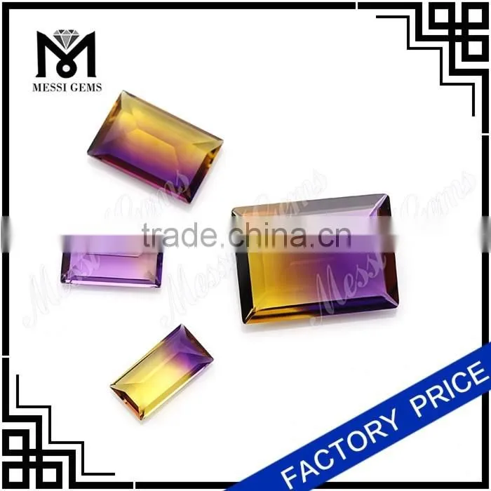 Hydrothermal Quartz Ametrine Baguette Cut for Amethrine Stone