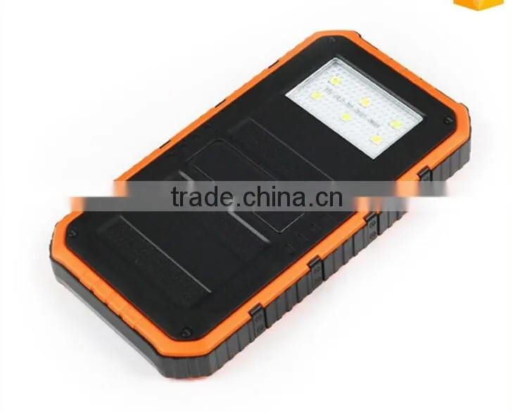 New Arrival Double Output 8000mah Solar Battery Charger for Mobile Phone with led camping light