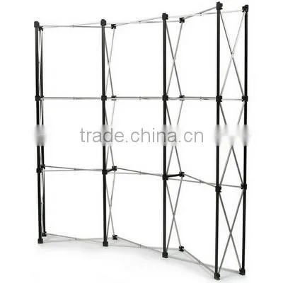 Curved or straight spring connection pop up display stand