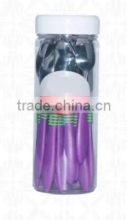 Stainless steel cutlery set, plastic handle, different color