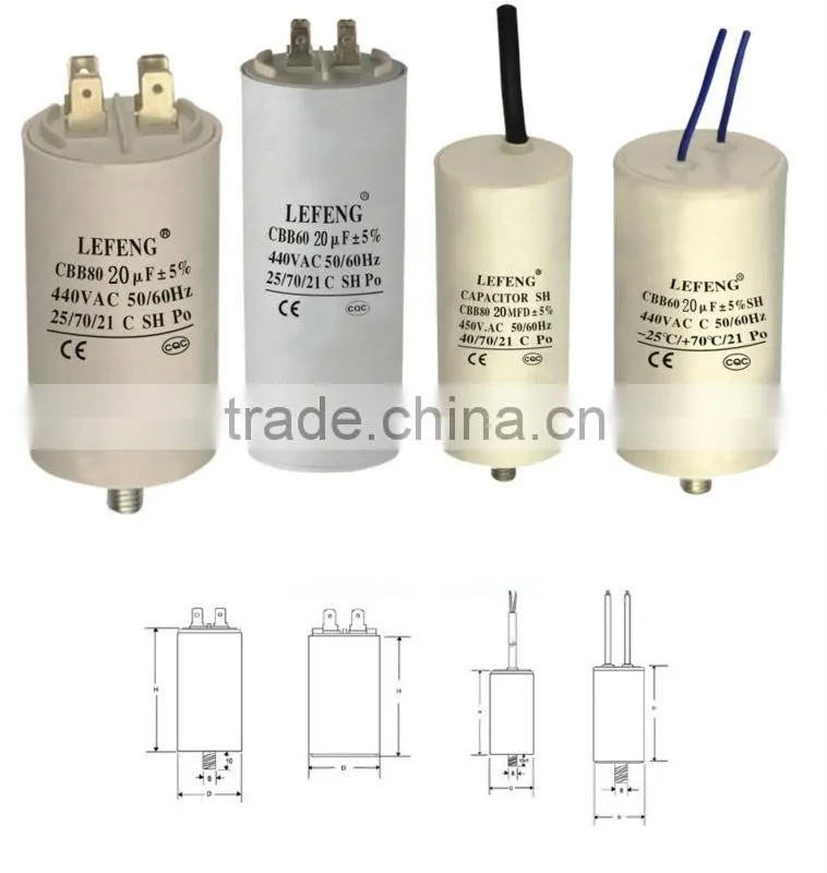 white plastic round case cbb60 mfd ac capacitor