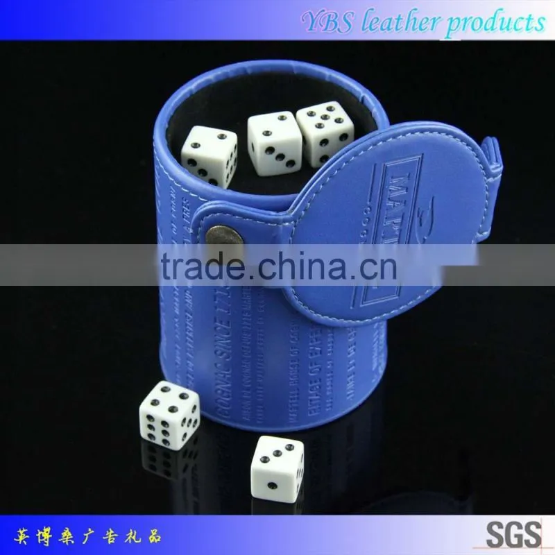 promotional customized logo leather dice cup wth lid