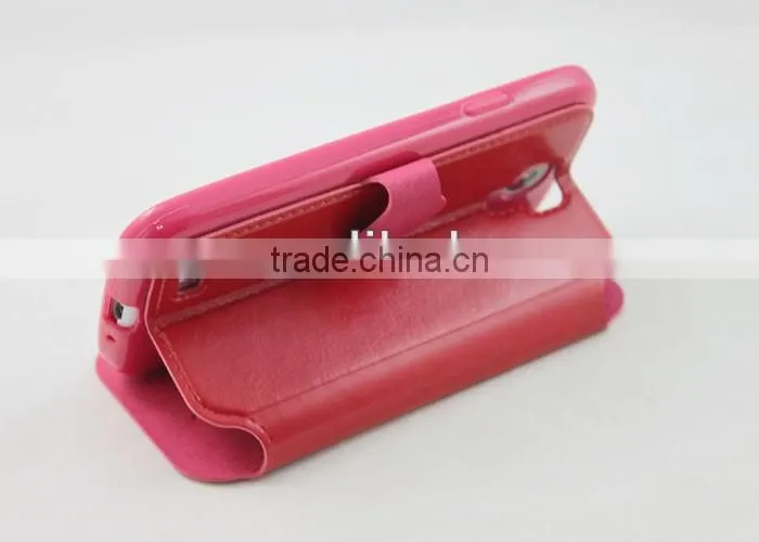 Housse etui coque portefeuille crazy horse marron ultra fin pour For Samsung Galaxy S4