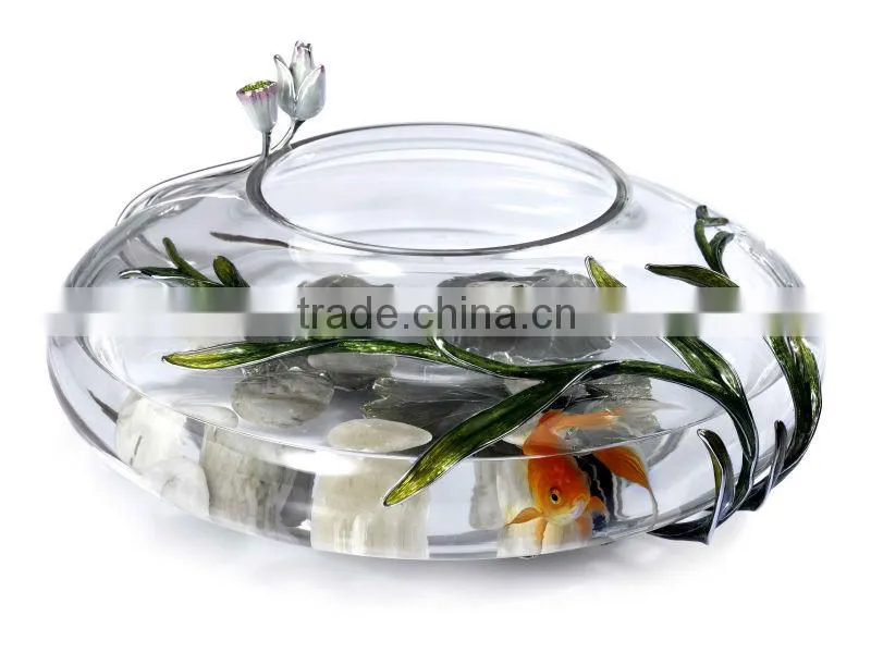 RORO enamel crystal glass fish tank fashion design clear glass and metal fish tank hot selling