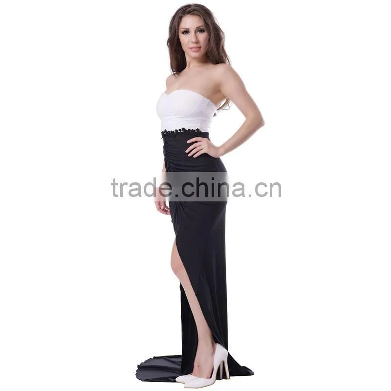 Professional printed floor length adult women party wear no strap sexy evening dress xxxl