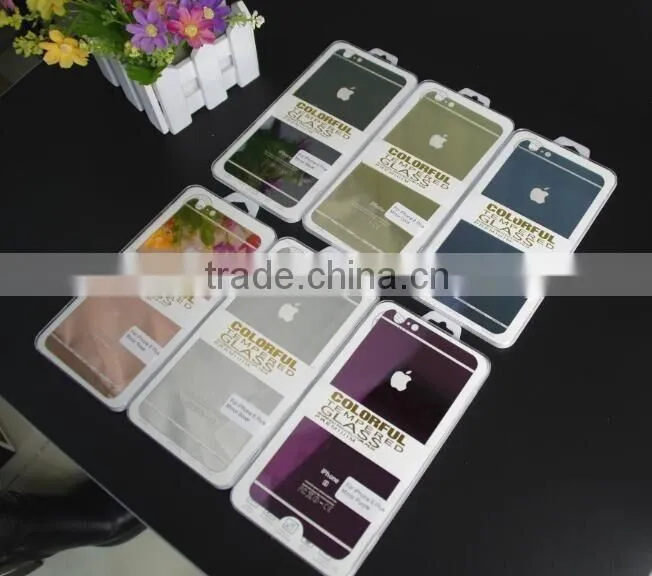 9H 0.3mm Color tempered glass full back front for iphone 7 7 plus screen protector shenzhen wholesale