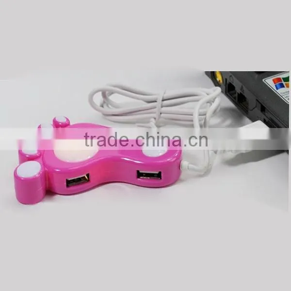 high speed mini 2.0 version portable 3port USB Hub with led back round light