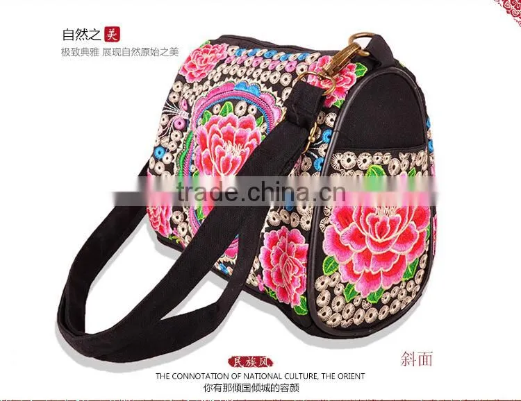 Chinese wholesale embroidery canvas messenger bag shoulder bags for women