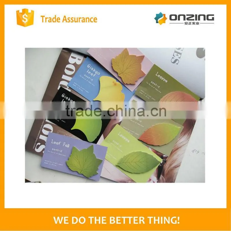Onzing good quality school and office leaf shaped sticky notes