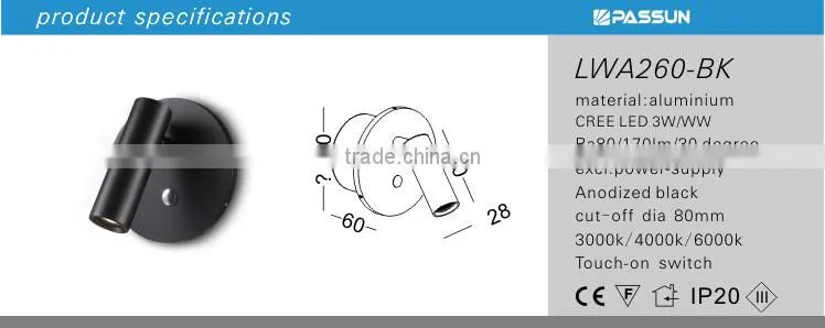 energy saving creechip 3w led mirror wall light