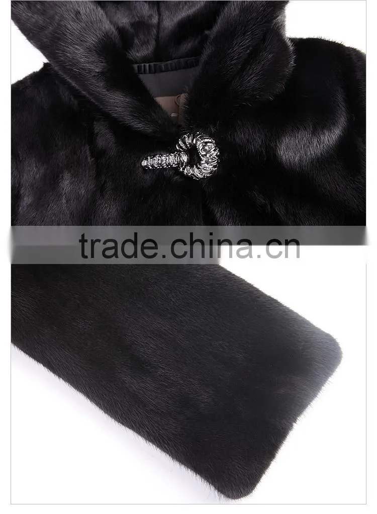 wholesale Fashion short mink fur coat hooded