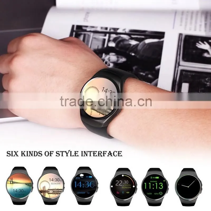 2016 New Product KW18 Smart Watch Android IOS Bluetooth MTK2502C SIM Round Heart Rate Monitor Watch Clock