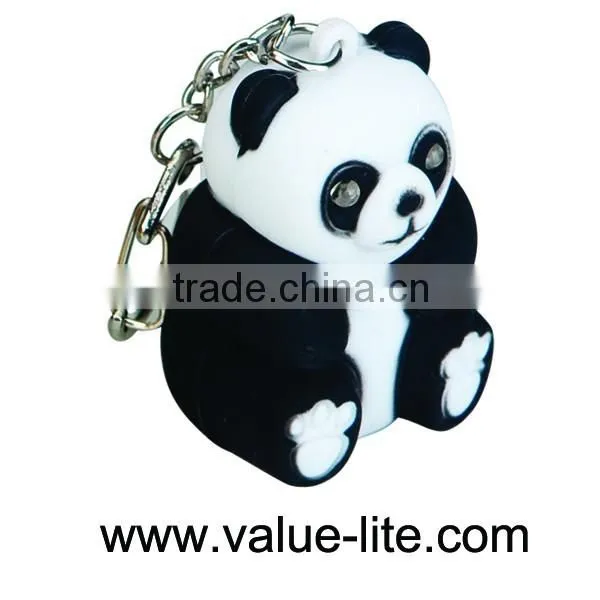 New product plastic panda led keychain light with sound button cell top selling products in alibaba