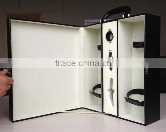 Portable High Quality Cheap Leather Wine Boxes For 2 bottles