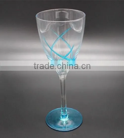 Wholesale Clear Goblet With Lines Of Different Colors