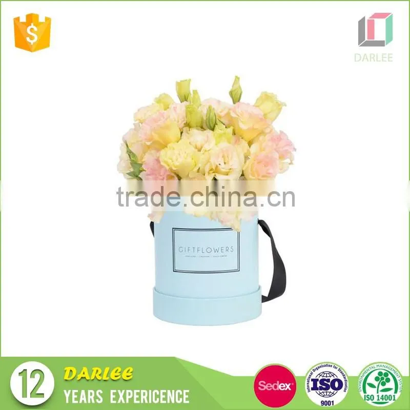 Professional OEM christmas gift paperboard luxury round custom florist hat boxes with ribbon handle