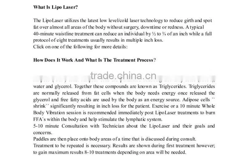 guangzhou supplier lipo laser slimming machine for reduce fat