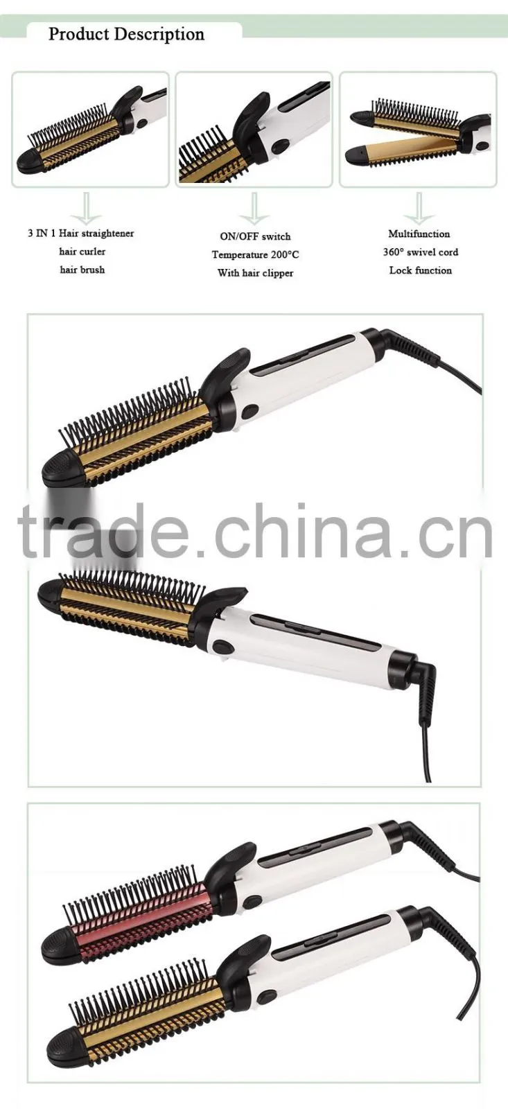 new design 3 in 1 Low price Professional Hair Straightener Curling Iron Made in China slon hair tools