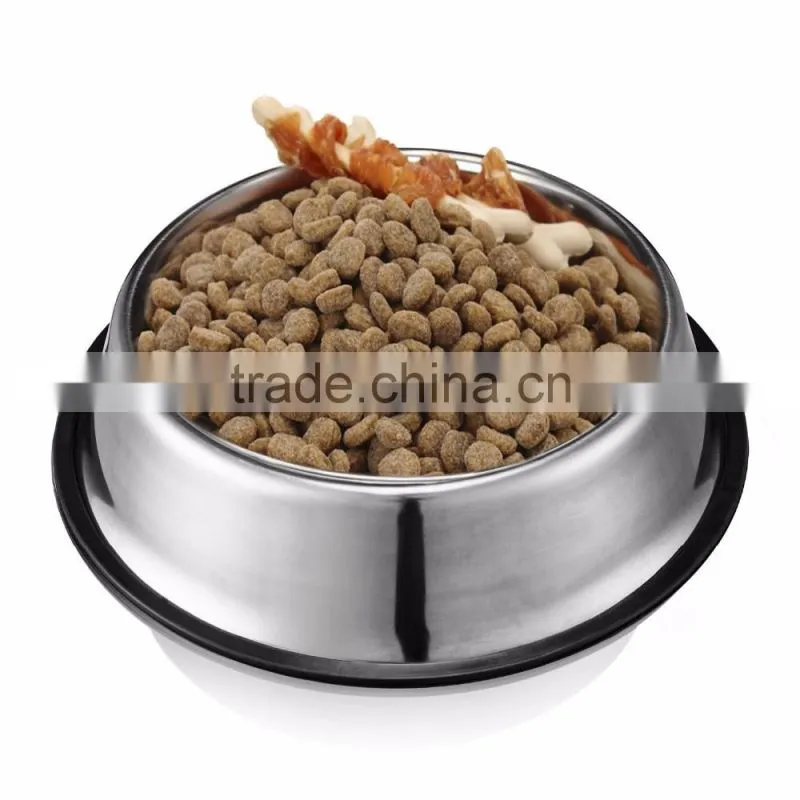 Stainless Steel Dog Bowls With Rubber Base Non-Skid Classical Food Bowl,Water Bowl For All Pets Rust Resistant (Various Sizes Av