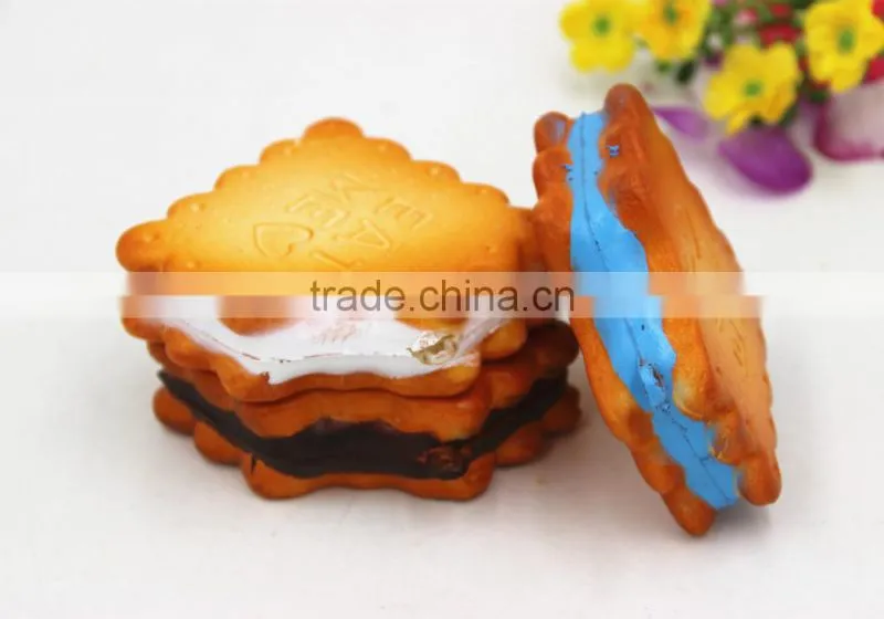 PU Cream One Bite Biscuits Miniature Fake Food For Dolls and Dollhouse Purse Keychains Decor-Yiwu sanqi crafts factory