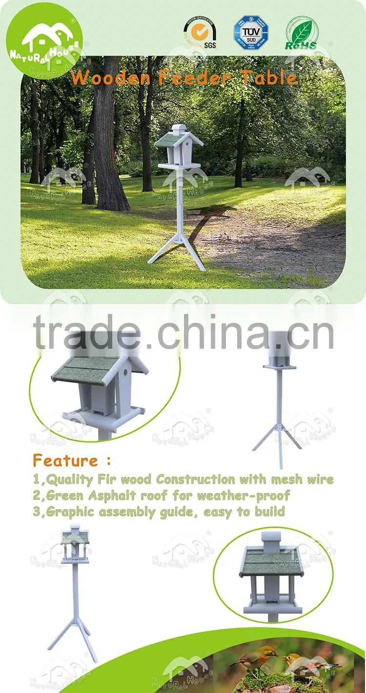 Eco-friendly handmade wooden garden bird feeder