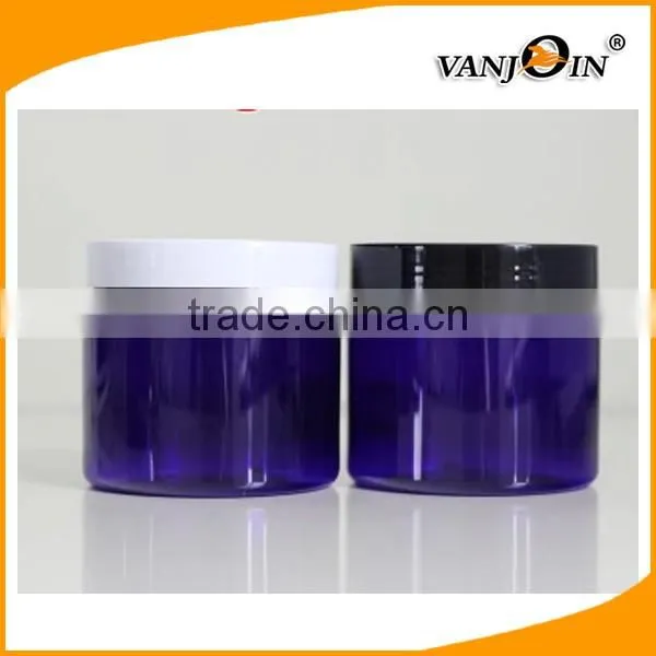 Empty 1000g 250g 50g Cobalt Blue Cosmetic Cream Container PET blue Plastic cosmetic Jar