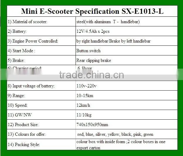 electric scooters new design kids electric bike SX-E1013-L