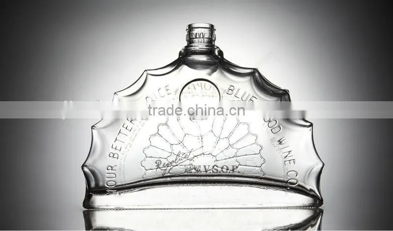 unique shaped wine glass bottle/clear glass bottles with screw cap/odd-shaped glass wine bottle