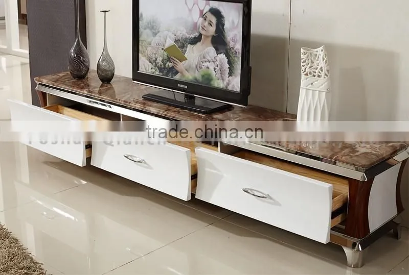 New model tv stand wooden furniture tv stainless steel table for home
