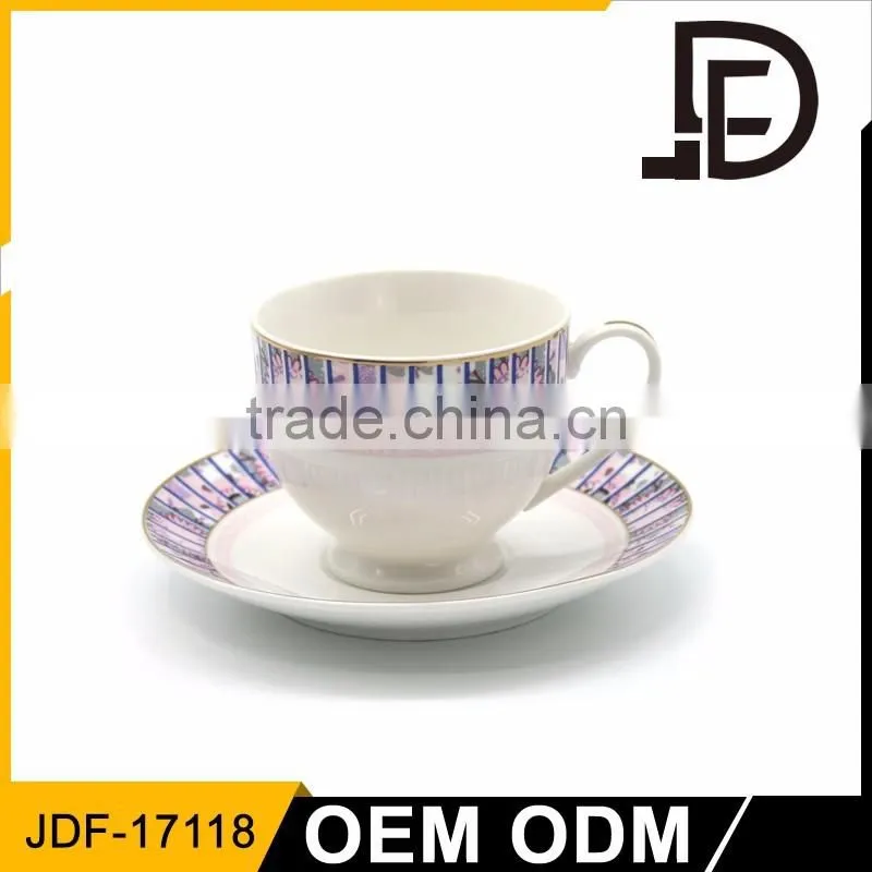 2017 NEW OEM Certificated ceramic cup and saucer,customized high quality tea set, factory direct coffee set