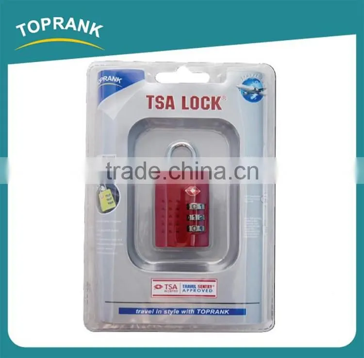 Toprank Popular Style Zinc Alloy Travel Luggage TSA Approved 3 Dial Combination Padlock With Various Colors
