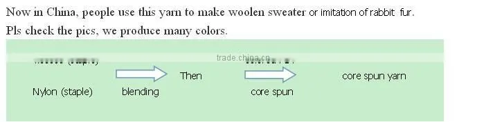 28s/2 Dyed Core spun yarn 57%viscose 25%nylon 18%PBT yarn for sweater