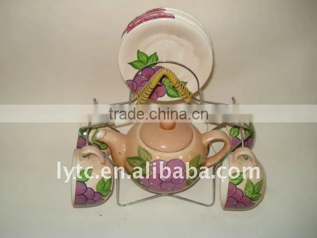 colourful porcelain tea set